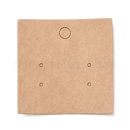 空白のクラフト紙のイヤリング ディスプレイ カード  正方形  バリーウッド  5x5x0.05cm  穴：1.5mm CDIS-G005-06-1