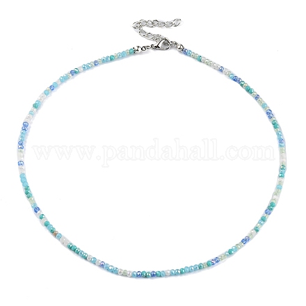 Collier de perles de verre bling pour femme NJEW-PH01492-02-1