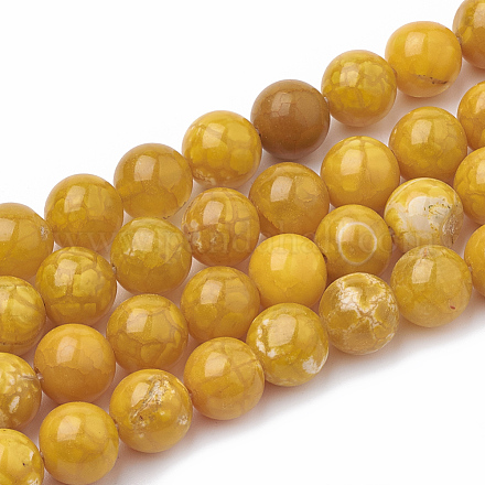 Cuentas de perlas de ágata craqueladas naturales teñidas G-T100-01G-1