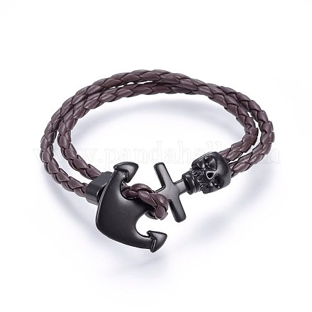 Плетеный кожаный шнур многожильных браслеты BJEW-F347-05A-1