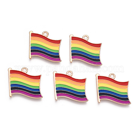 Colgantes de esmalte de aleación de bandera del orgullo del color del arco iris ENAM-K067-10-1