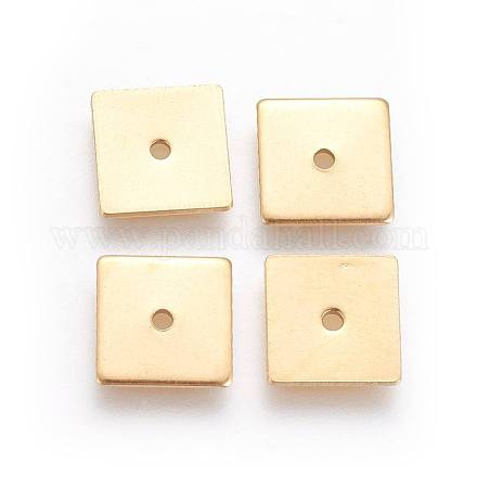 イオンプレーティング（ip）304ステンレススペーサービーズ  正方形  ゴールドカラー  8x8x0.8mm  穴：1.1mm STAS-G193-08B-G-1