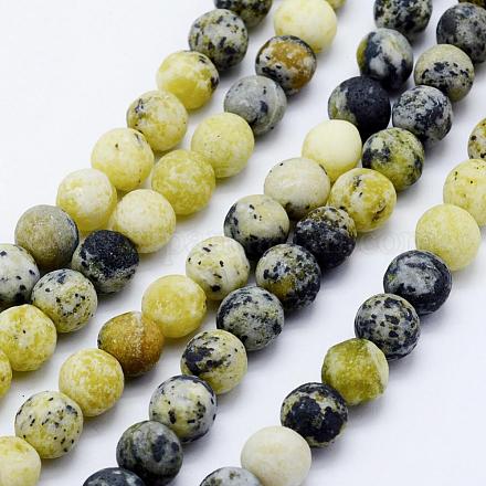 Brins de perles turquoise jaune naturel (jaspe) G-F518-25-8mm-1
