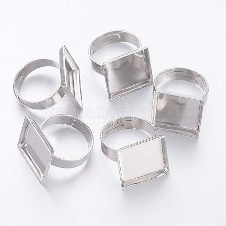 Componenti dell'anello pad regolabile in ottone placcato platino per la creazione di gioielli X-KK-J053-P-1