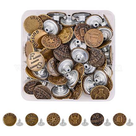 60 Sets 6 Styles Iron Button Pins for Jeans IFIN-SZ0001-11-1