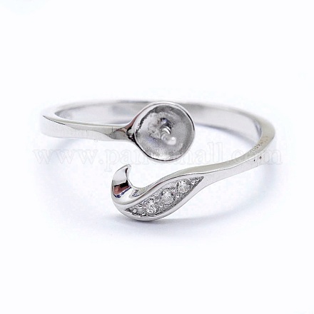 Ajustable 925 plata esterlina componentes del anillo de dedo del manguito STER-I016-044P-1