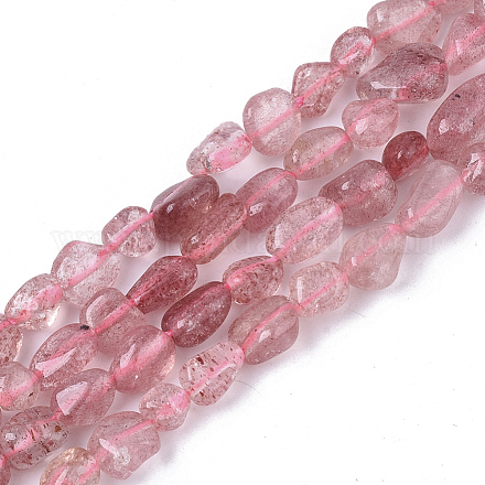 Brins de perles de quartz fraise rouge naturel G-S363-048B-1