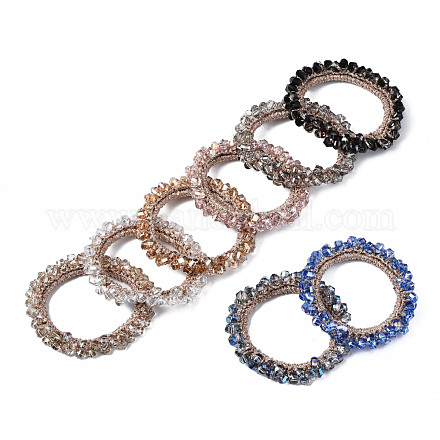 Bling Glass Beads Braided Stretch Bracelet BJEW-S144-005-1