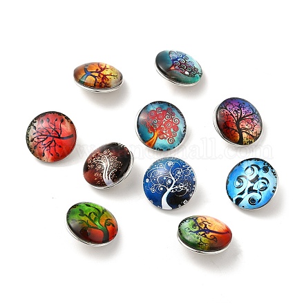 Mixed Color Tree Pattern Brass Buttons X-GLAA-S052-01M-1