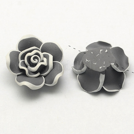 Handmade Polymer Clay 3D Flower Beads CLAY-Q195-30mm-01G-1