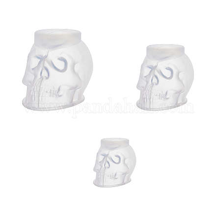 SUPERFINDINGS 3 Sizes 3D Skull Candle Molds Skull Head Silicone Molds Skull Resin Molds Silicone Molds for Resin Clay Candle Soap Wax Casting Halloween Home Decoration CAND-FH0001-04-1