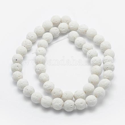Brins de perles de pierre de lave naturelle X-G-F531-6mm-G17-1