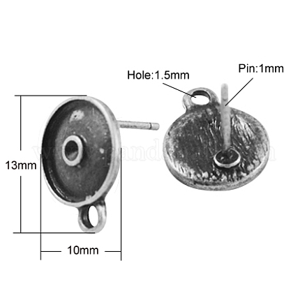 Reperti di orecchini a bottone stile tibetano TIBE-A20146-AS-FF-1