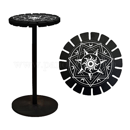 Ahandmaker pendule titulaire cristal étagère en bois pendule présentoir avec motif soleil sorcière trucs noir cristal présentoir pour affichage sorcellerie cadeau organisateur 18 pendule cristal DJEW-WH0046-009-1
