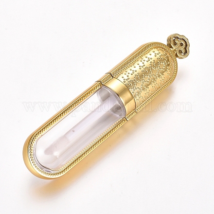 3ml ABSプラスチックリップグレーズボトル  リップグレーズチューブ  黄金のふた付きの空のボトル  ゴールド  9.7x2.2x1.8cm  容量：3ml（0.1液量オンス） X-MRMJ-WH0059-66-1