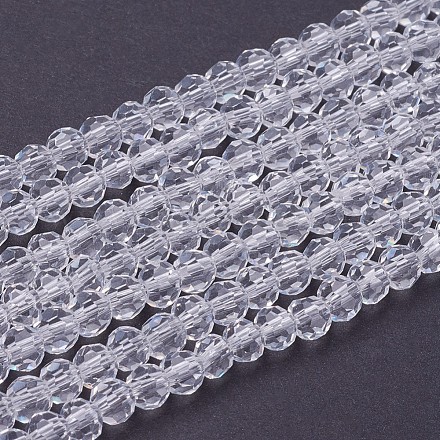 Faceted(32 Facets) Round Glass Beads Strands X-EGLA-J042-4mm-12-1