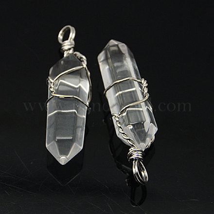 Natural Quartz Crystal Double Terminated Pointed Pendants G-J062-05P-1