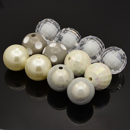Perles rondes acryliques bubblegum chunky MACR-X0006-01-1