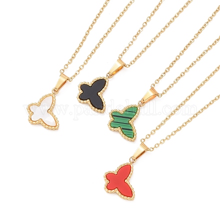 Collier pendentif papillon coquillage synthétique NJEW-A004-31G-1