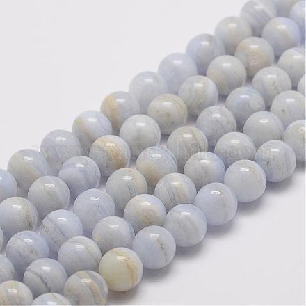 Chapelets de perle en agate de dentelle bleue naturelle G-K153-B02-4mm-AB-1