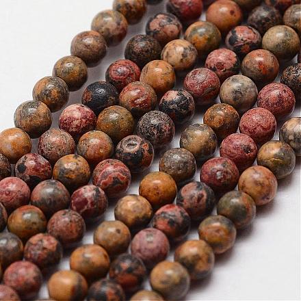 Chapelets de perles de jaspe en peau de léopard naturel G-N0181-02-4mm-1