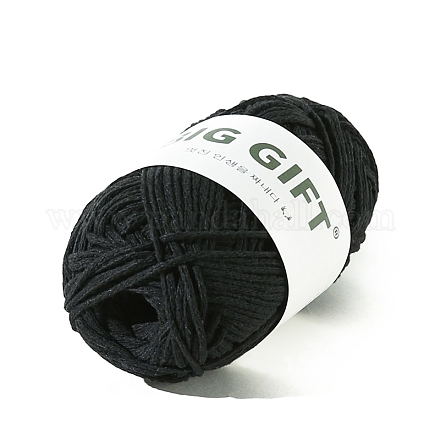 Hollow Cotton Yarn  for Weaving  Knitting & Crochet  Black  2mm PW-WG42542-03-1