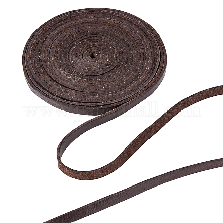 GORGECRAFT 5.5Yds 8mm Flat Genuine Leather Cord Natural Leather String Lace Strips Full Grain Cowhide Braiding String Roll for Jewelry Making DIY Craft Braided Bracelets Belts Keychains(Dark Brown) WL-GF0001-07A-02-1
