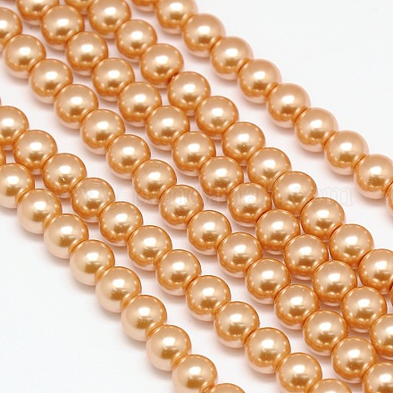 Umweltfreundliche runde Perlenstränge aus gefärbtem Glasperlen HY-A002-10mm-RB045-1