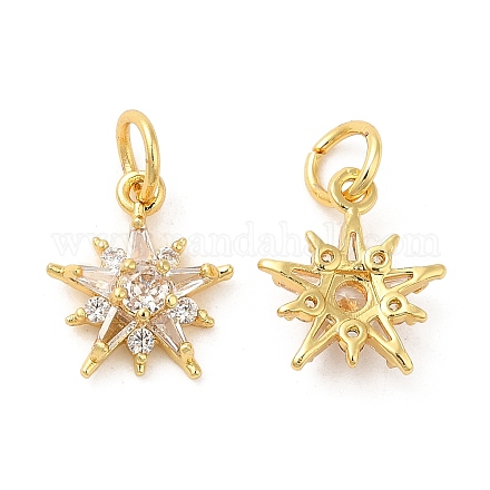 Rack Plating Brass Micro Pave Clear Cubic Zirconia Charms KK-Z026-06G-1