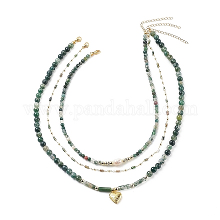 3 pièces 3 style en laiton coeur médaillon pendentif colliers ensemble NJEW-JN04072-1