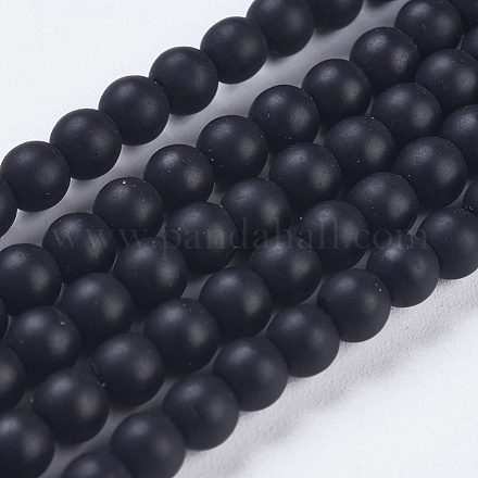 Synthetic Black Stone Bead Strands X-G-R345-4mm-38-1-1