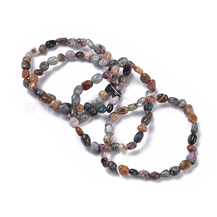Bracelets extensibles en perles de jaspe océan naturel X-BJEW-K213-32-1