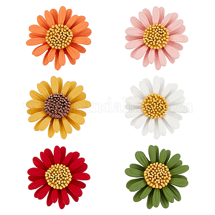 OLYCRAFT 6Pcs Enamel Daisy Flower Brooch Pin Alloy Flower Brooches Enamel Floral Brooches Pins Badges Daisy Brooch Set for Backpack Clothes Hat Accessories -6 Colors JEWB-WH0029-28G-1