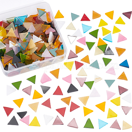 Olycraft ガラスカボション  モザイクタイル  家の装飾やdiyの工芸品  三角形  ミックスカラー  12.5~13x14.5~15x2.5~3mm  約200g/ボックス GGLA-OC0001-10B-1
