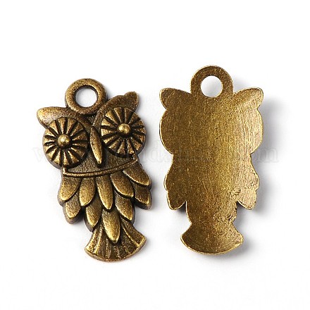 Antique Bronze Tibetan Style Owl Pendants X-TIBEP-4141-AB-FF-1