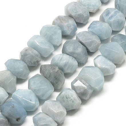 Brins de perles de cristal aigue-marine naturelles G-R426-10-1
