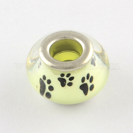 Large Hole Dog Paw Prints Pattern Resin European Beads OPDL-Q129-230A-1