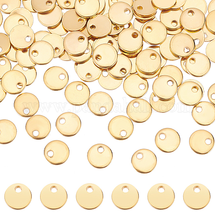 Dicosmétique 120 pièces breloques d'étiquette d'estampage rondes plates 6mm pendentifs d'étiquette d'estampage vierges pendentifs de disque en acier inoxydable pendentifs de mot blanc doré breloques découpées au laser pour la fabrication de bijoux STAS-DC0012-53-1