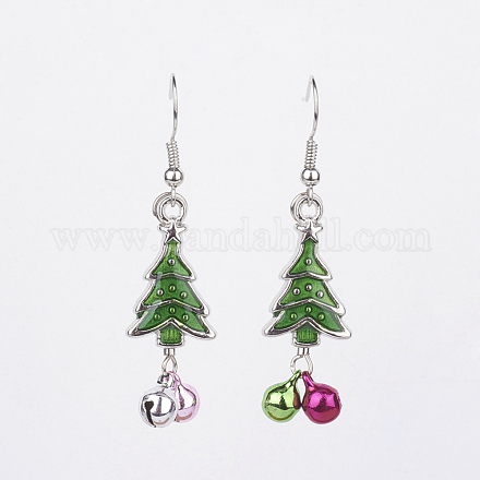 Christmas Tree Dangle Earrings EJEW-JE02392-01-1