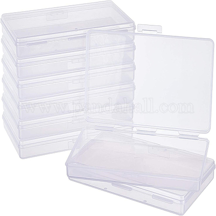 BENECREAT 8 Pack 6x3.5x0.8 Inch Rectangle Clear Plastic Storage Box with Double Hinged Lids for Photo CON-BC0006-06C-1