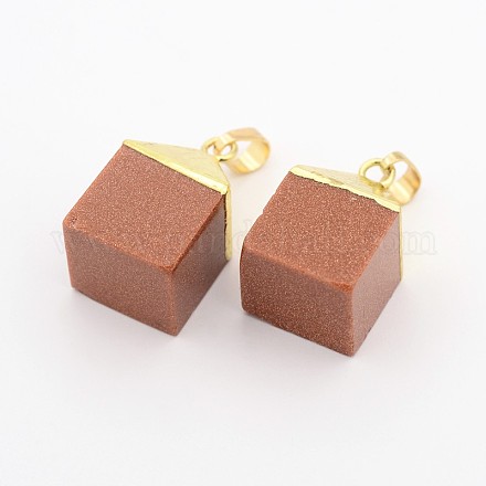 Synthetic Goldstone Cube Pendants G-J291-06-1