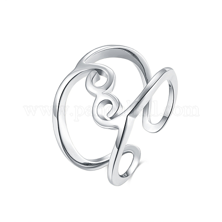 Ajustables de moda plateada platino manguito de bronce anillos de dedo de banda ancha RJEW-BB15278-P-1
