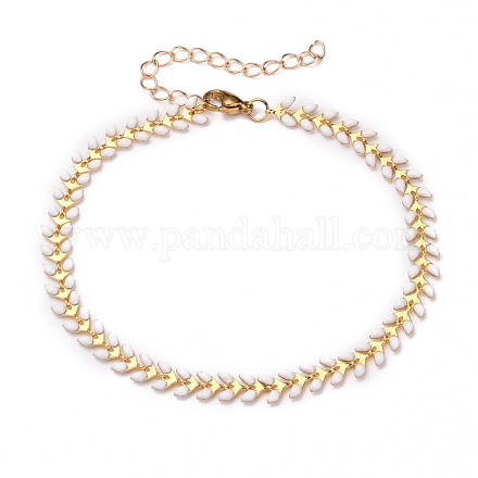 Bracelets de cheville en chaîne d'épis en laiton émaillé AJEW-AN00358-1