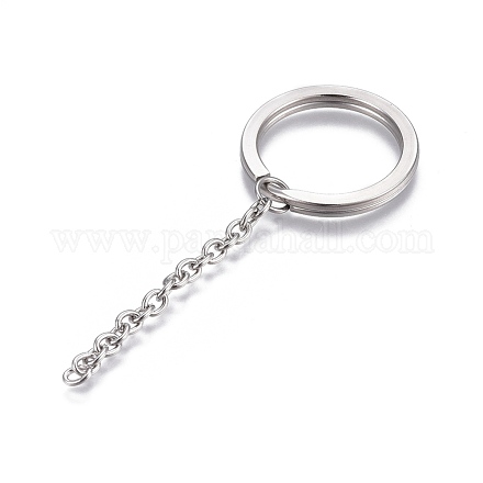 304 Stainless Steel Split Key Ring Clasps STAS-L226-009D-1