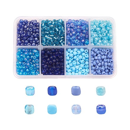 1 boîte mélangée 6/0 perles de rocaille en verre rondes SEED-X0050-4mm-04-1