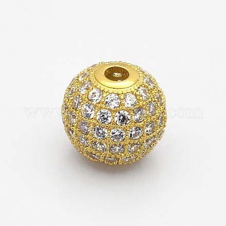 Perles rondes de couleur claire de zircone cubique CZ de grade AAA de micro pave KK-O065-12mm-05G-NR-1
