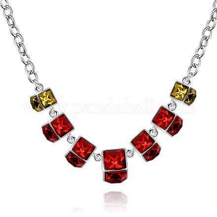 Популярный красный параллелепипед смолы горный хрусталь нагрудник ожерелья NJEW-BB00466-1