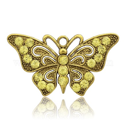 Oro antico ha placcato strass lega farfalla grandi ciondoli RB-J234-13AG-1
