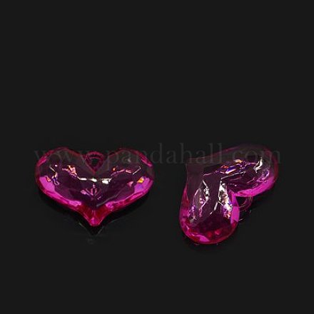 Faceted Heart Magenta Color Transparent Acrylic Pendants X-TACR-I003-22C-1