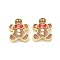 Christmas Brass Enamel Beads, Lead Free & Cadmium Free, Long-Lasting Plated, Real 18K Gold Plated, Rack Plating, Gingerbread Man, 15x13x5mm, Hole: 2mm